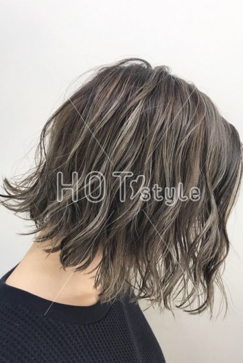 ハイライトミックスボブ バックショット 美容室専門のヘアスタイルレンタル 販売サイト