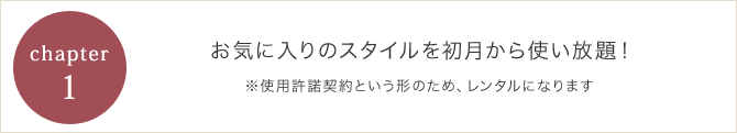 お気に入りのスタイルを初月から使い放題！※使用許諾契約という形のため、レンタルになります